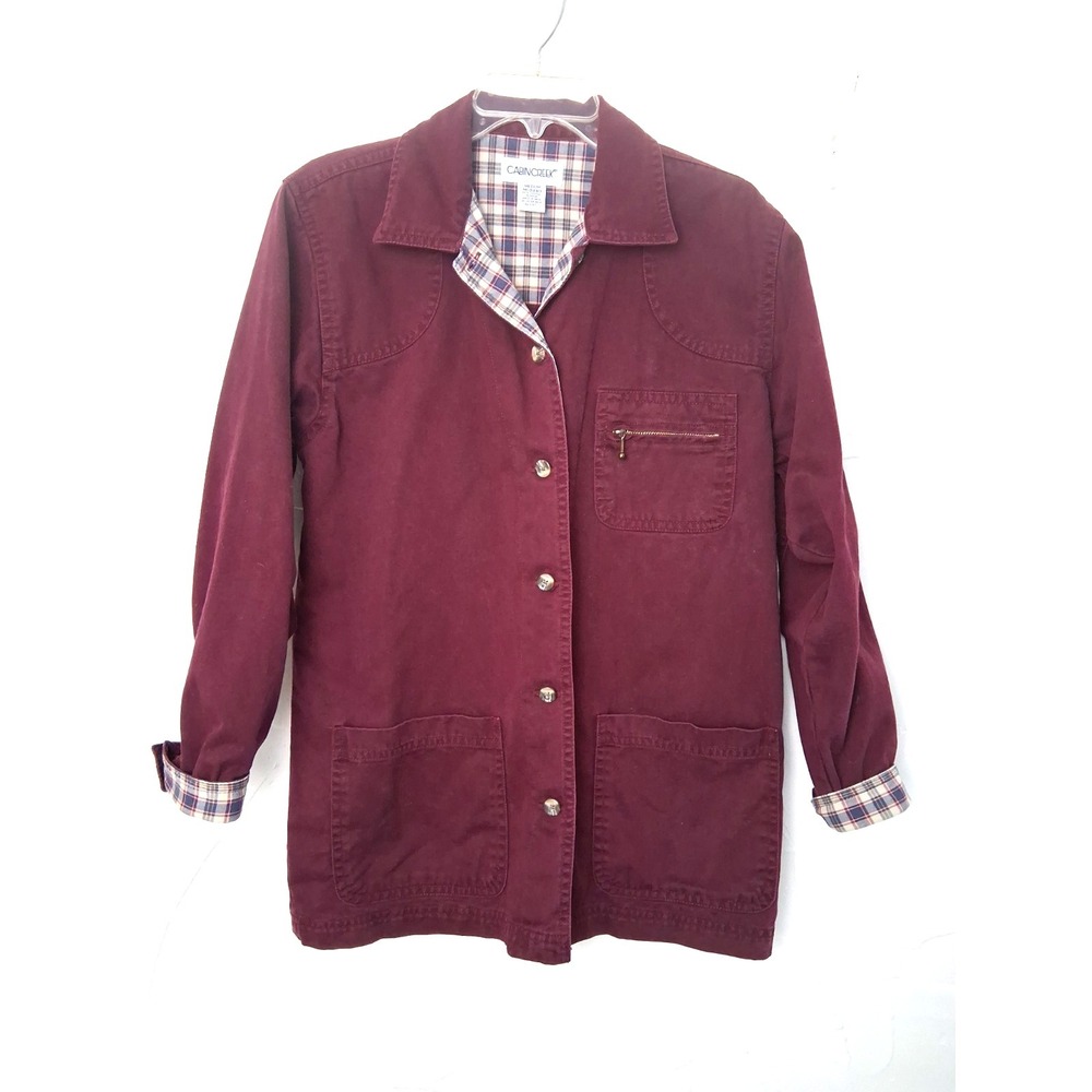 Vintage Cabin Creek Barn Chore Coat‎ Jacket Size Medium 100% Cotton Burgundy